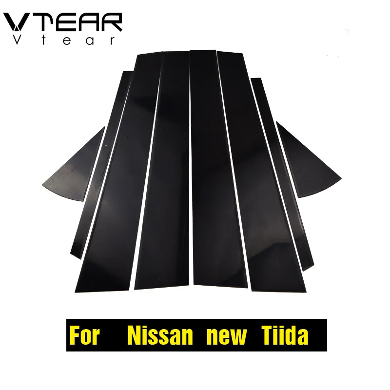 For Tiida 2011-2019 Vtear для Nissan Tiida аксессуары для окна автомобиля B C столб наклейка отделка черное зеркало отражающая панель экстерьер против царапин 2009 - Название цвета: For Tiida 2011-2019