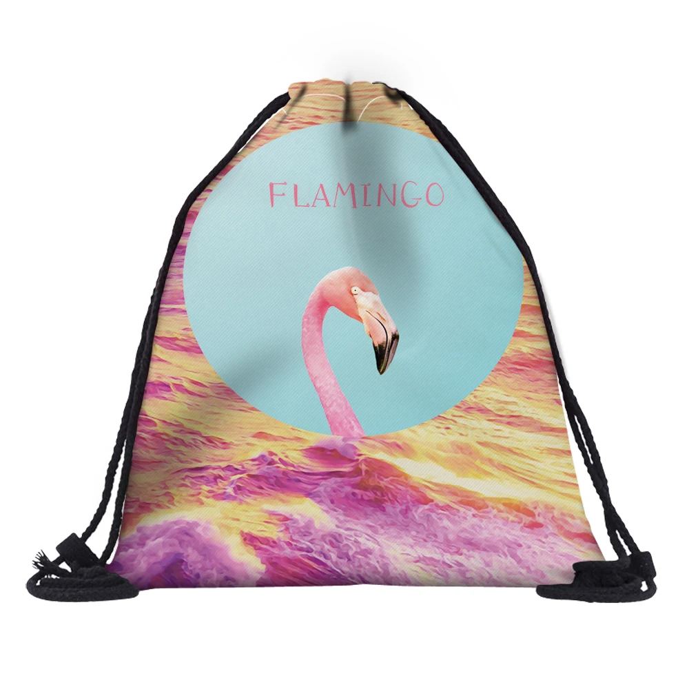 Deanfun 3D напечатанные мешки Drawstring Фламинго милый подарок для девочек школа