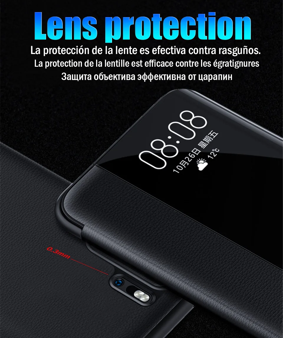 Зеркальный чехол для телефона из искусственной кожи для huawei P20 Lite P30 Pro Lite откидной Чехол защитный для huawei mate 20 Lite Pro режим сна