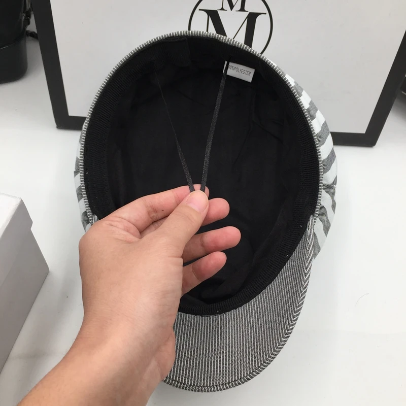 Полосатая вышитая темно-синяя шляпа в клетку модная цветная шапка на утином