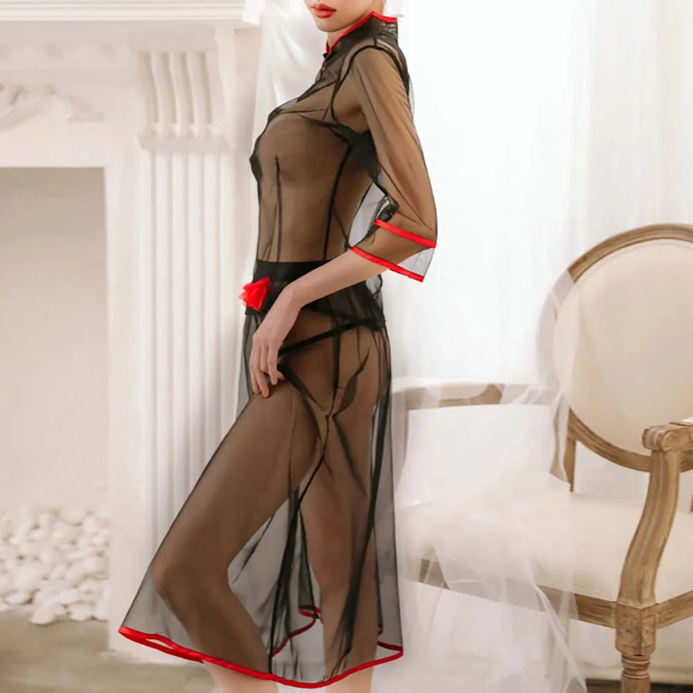 Женское пикантное белье из органзы комплект традиционного китайского стиля топ