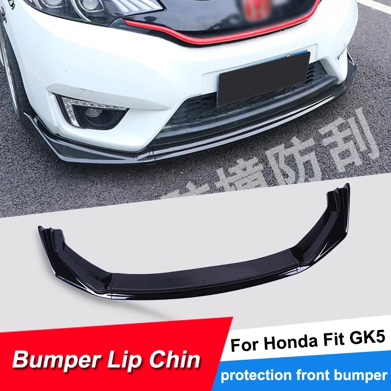 Удлинитель переднего бампера подбородка спойлер защита для honda fit Джаз gk5 15 16 Материал pp пластичный 3 шт./компл. черный цвет