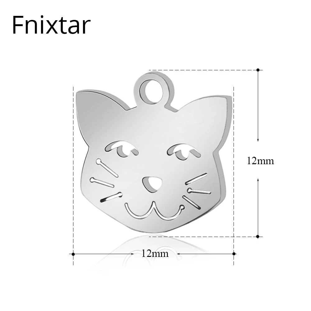 Fnixtar 50 шт./лот полированная нержавеющая сталь Кот Металлические Мини Подвески