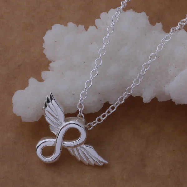 Дешевые Рекламные серебряные ювелирные изделия Крылья ангела кулон ожерелье