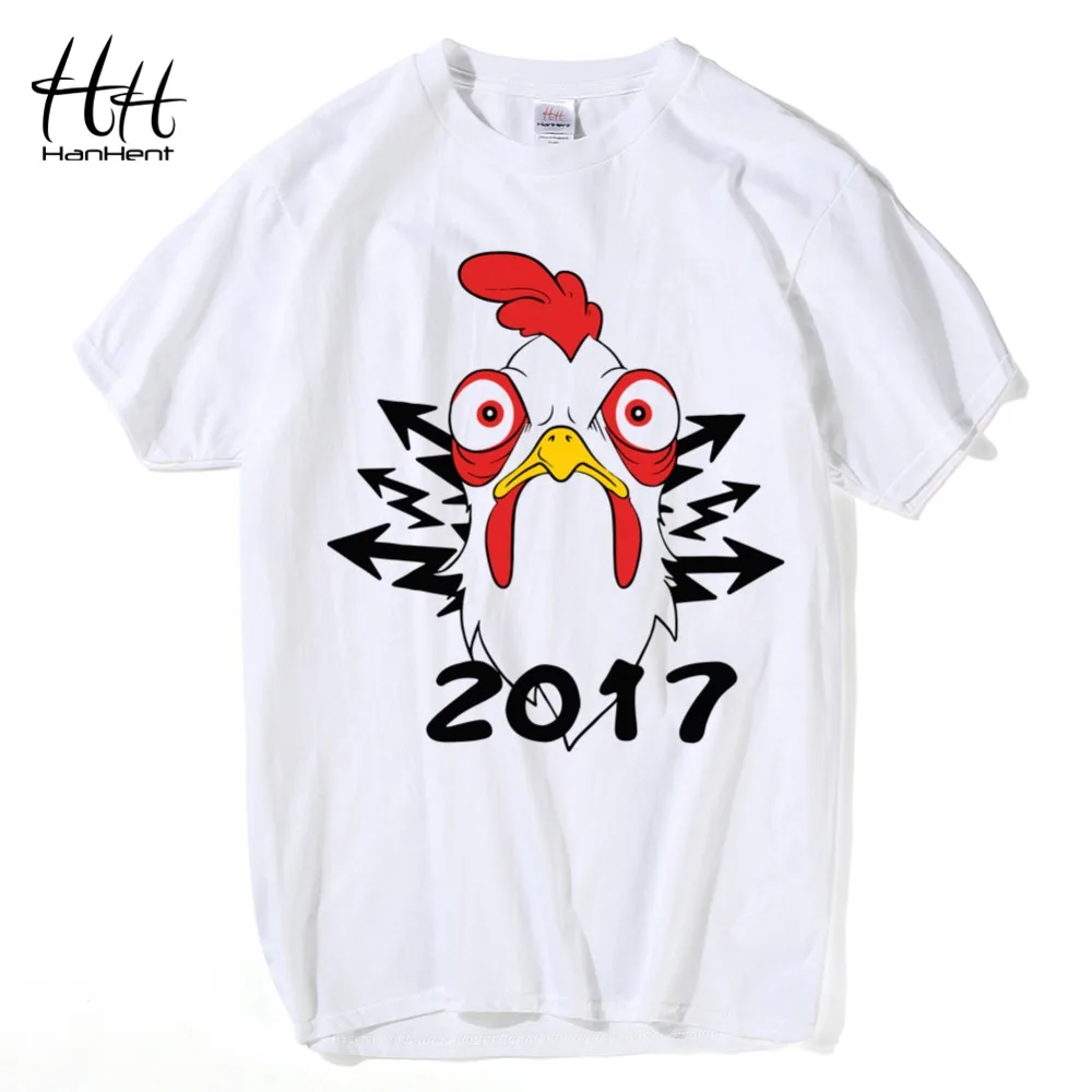 HanHent курица футболки Мужская 12 Zodiacs серии Смешные животные футболка 2017 модные
