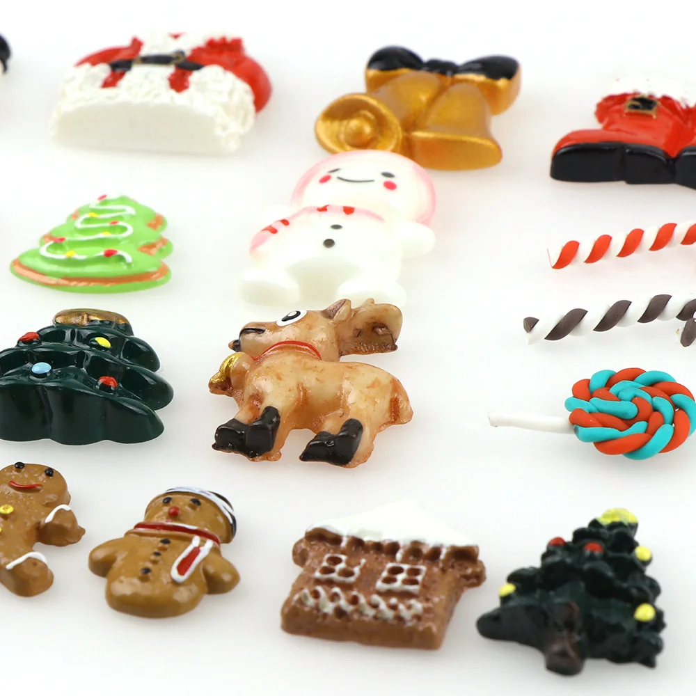 20Pcs Mix Christmas Series Santa Claus DIY Resin Clay Polymer Flatback Cabochon Lucky Bag For Craft Accessories Decoration | Дом и сад