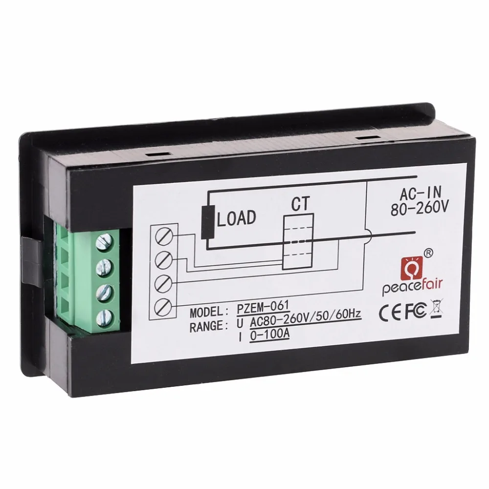AC 80 260 В 100A напряжение тока ватт Мощность счетчик энергии PZEM 061 с Сплит CT тестер
