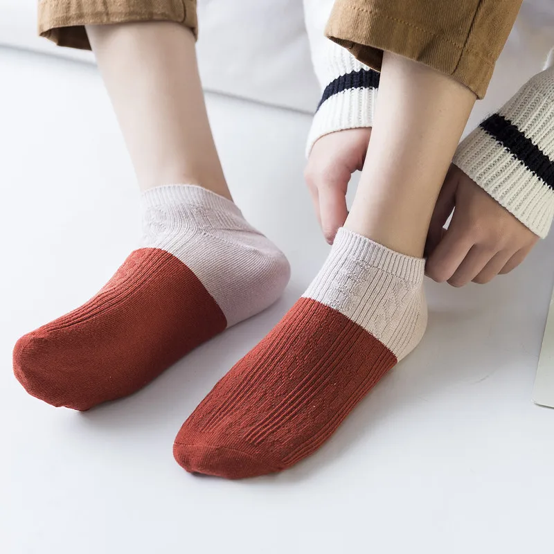Новинка 2019 5 цветов модные женские носки двухцветные с переплетением Calcetines милые