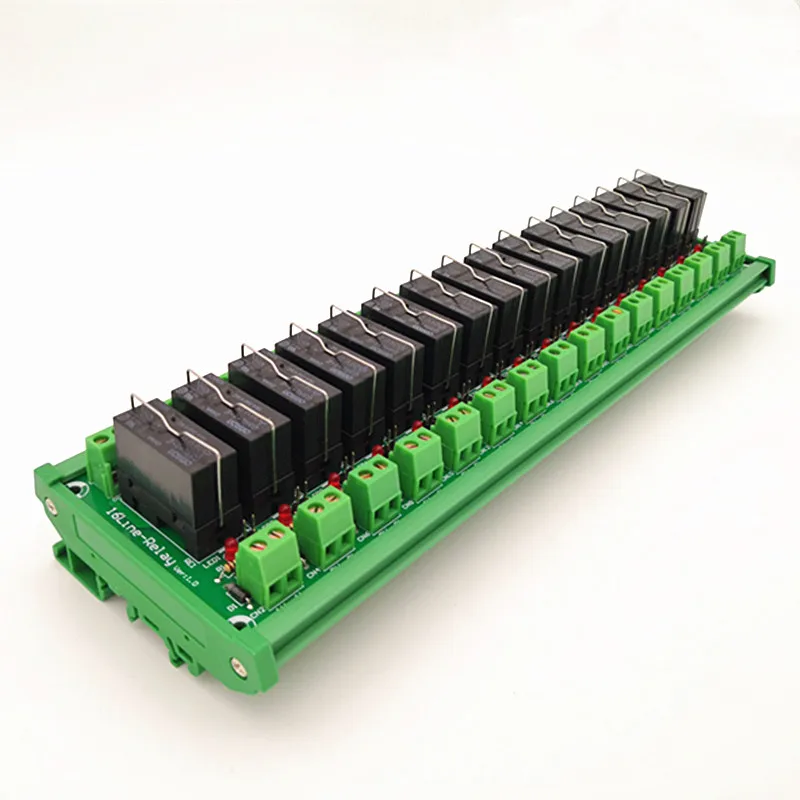 

DIN Rail Mount 16 Channel Power Relay Interface Module SPDT 16A Power Relay Interface Module,G5RL-1-E 24VDC Relay.