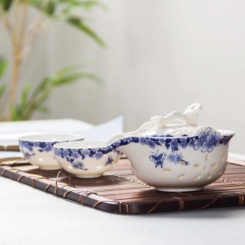 Посуда для напитков чайный набор 1 горшок 2 чайные чашки китайский женский чайник