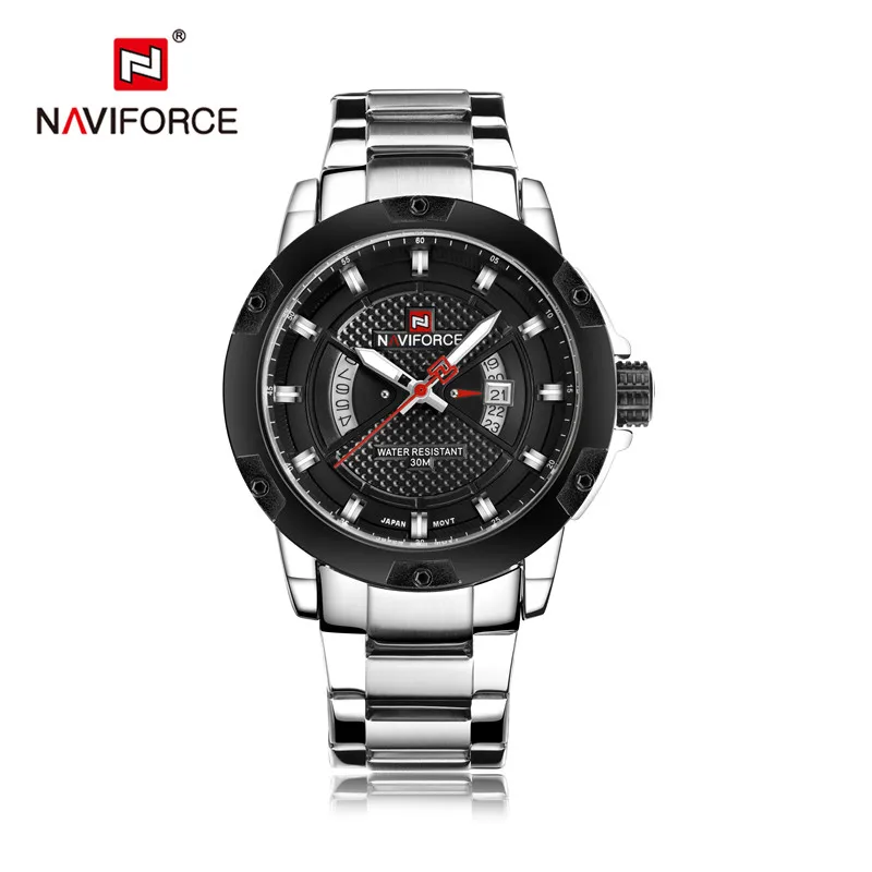 Relogio Masculino NAVIFORCE часы мужские модные повседневные водонепроницаемые кварцевые Военные Спортивные часы из нержавеющей стали мужские часы 9085 - Цвет: NA908504 without box