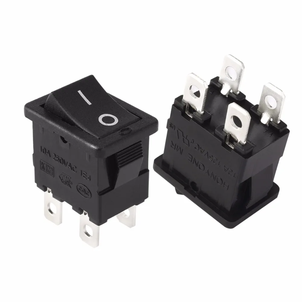 Новое поступление AC 12A/125 V 10A/250 V DPST кнопка включения 4 терминала 2 положения I/O Кулисный лодочный переключатель подходит для монтажа 20x13 мм
