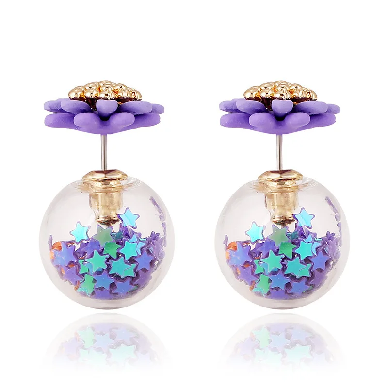 Fashion Hot Selling Glass Colorful Flower Earring Ear Stud with 1pair Free Shipping | Украшения и аксессуары