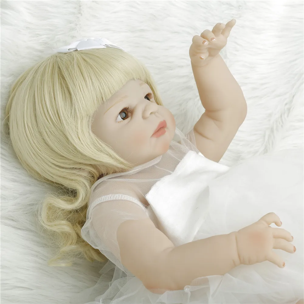 SanyDoll 22 дюйма 57 см полностью силиконовая кукла для новорожденной девочки игрушки