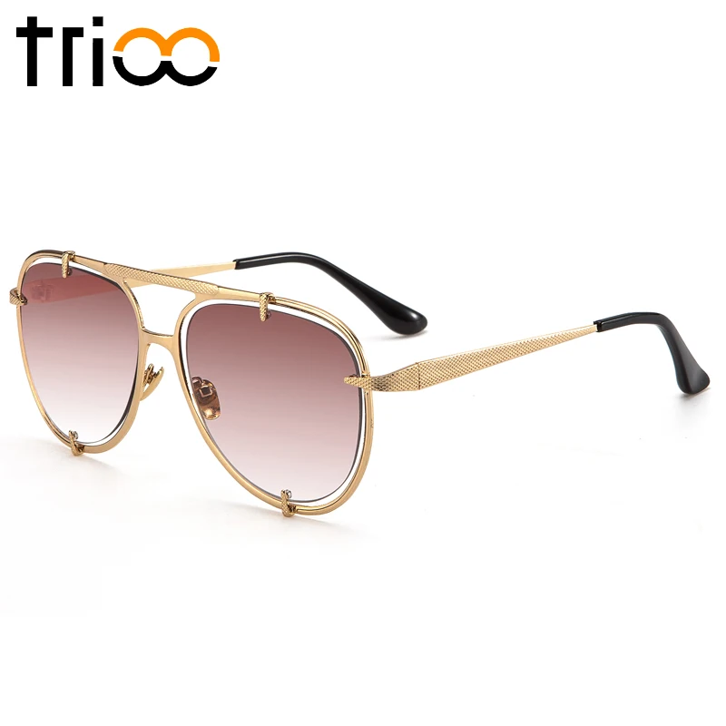 Солнцезащитные очки TRIOO мужские с градиентными золотыми линзами крутые Стильные