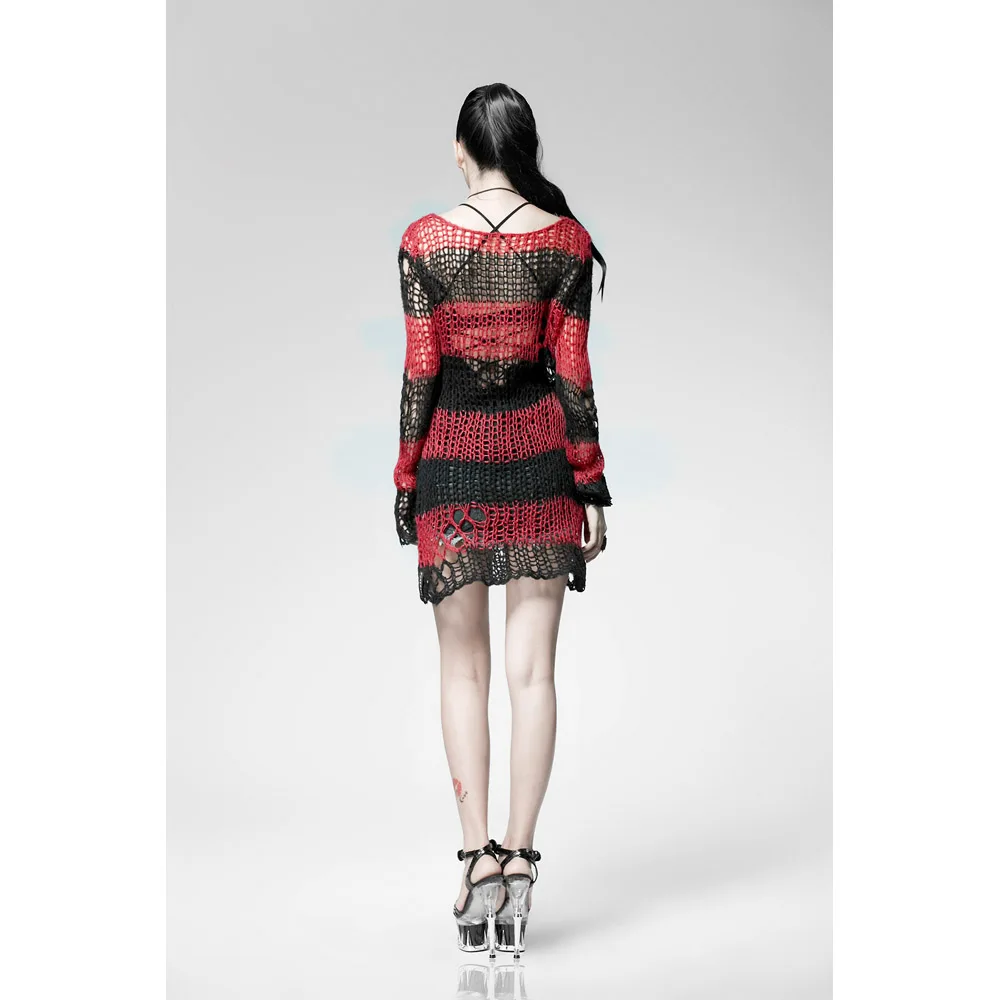 Свитер в стиле панк готический визуальный Kei модная красная рубашка топ черный