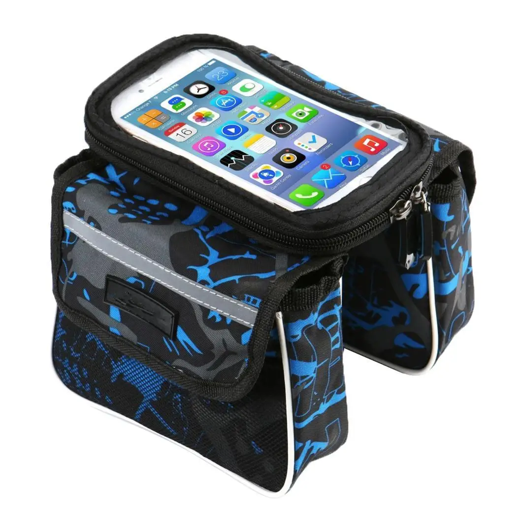 Cycling Bike Front Frame Phone Bag Tube Double Pouch for 5.5-6.2Inch Cellphone Bicycle Accessories Riding | Спорт и развлечения