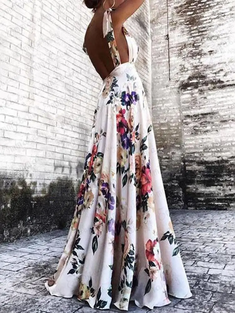 Лидер продаж 2019 летнее женское длинное платье макси без рукавов с открытой