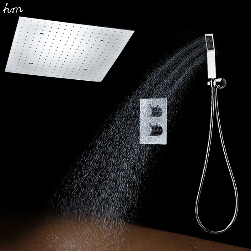 Bathroom LED Shower Set 20&quot Embedded Ceiling Rain Sets SPA Mist Thermostatic Mixer | Обустройство дома