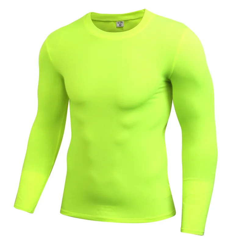 

Fitness T-shirts Men Bodybuilding Clothing Tshirt Long Sleeve Tee Shirt Homme Compression Tees Quickly Dry Solid Color 7 Colors