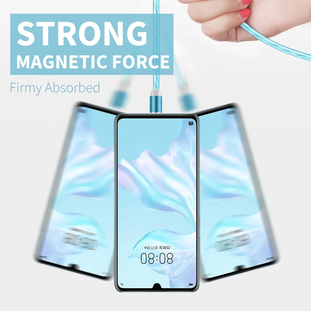 KISSCASE светодиодный магнитный Micro USB кабель для iPhone X XS MAX XR type-C кабель магнитное зарядное устройство для samsung S10 S9 S8 кабели адаптера