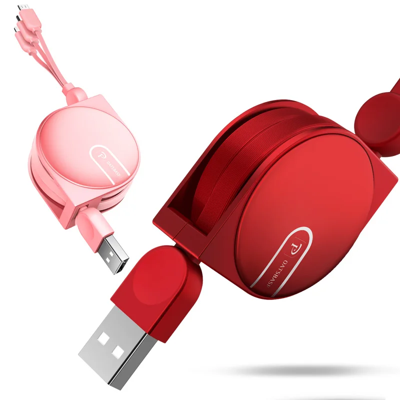 OATSBASF 3 в 1 Micro usb type C 8 Pin для iPhone XS Max X 8 7 Nokia 8 USB Выдвижной зарядный кабель для Xiaomi huawei 2 в 1 USB