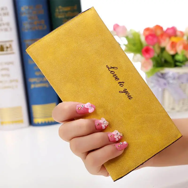 Yellow Женский кожаный кошелек porte feuille femme, длинные женские кошельки cartera feminina billetera mujer, кошелек для карт, monedero fuccia purpl - Цвет: Yellow