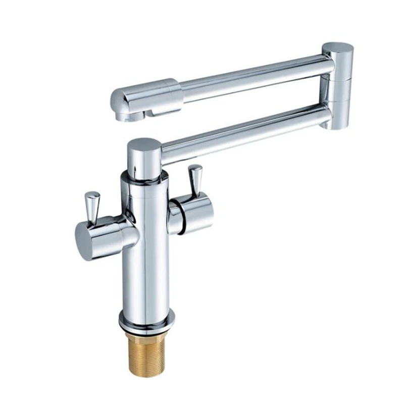 

Kitchen Faucet Folding Faucets Hot Cold Water Mixer Brass Bathroom Sink Faucet Chrome 360 Rotated Deck Mounted ELK1120