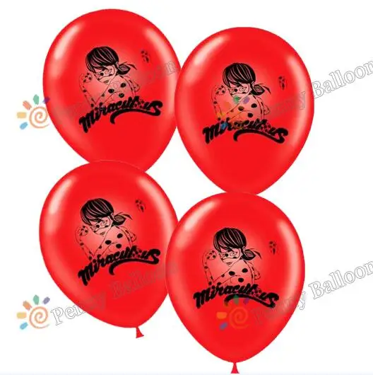 Miraculous 10 шт./лот, 12 дюймов, Мультяшные шарики, латексные шары для автомобиля, украшения для вечеринки на день рождения, герои, дети, балоны, робот, грузовик, автомобили, игры, детские игрушки - Цвет: Miraculous