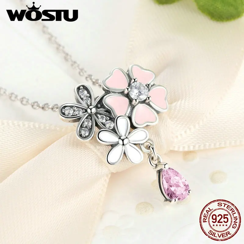 100% Настоящее серебро 925 пробы поэтическая Маргаритка вишневый цвет кулон