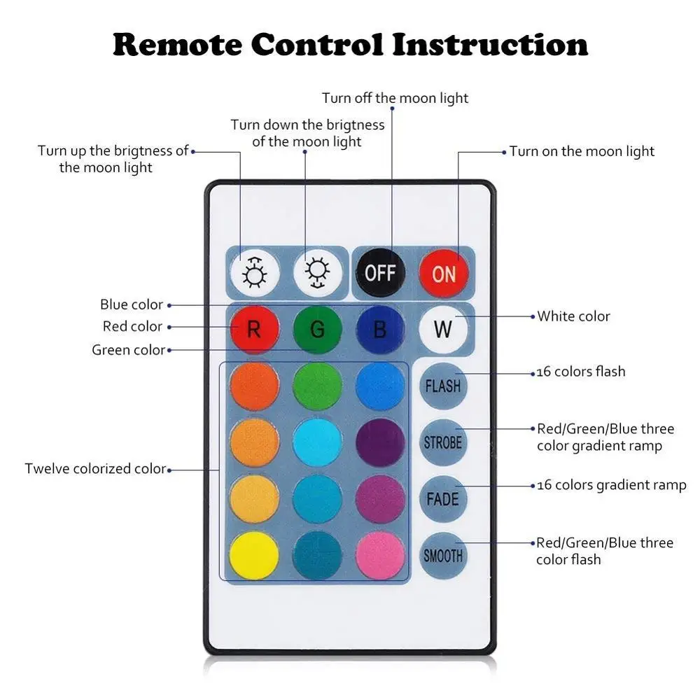 remote-control BB динамик, перезаряжаемая Лунная лампа, 2 цвета, лунный светильник, сенсорный выключатель, 3d принт, USB, Led, декор для спальни, креативный романтический подарок - Испускаемый цвет: remote-control