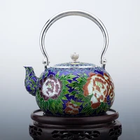 cloisonne silver pot 999 sterling silver kettle kung fu tea set tea ceremony