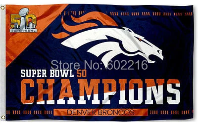 Денвер Бронкос Super Bowl 2016 Champs большой открытый флаг 3X5FT | Дом и сад