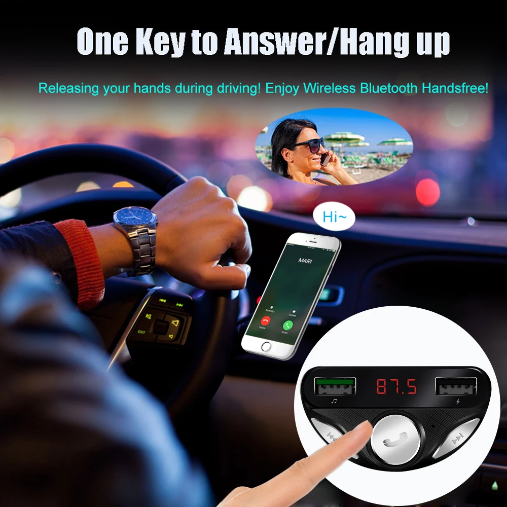 JINSERTA Bluetooth 5 0 FM передатчик модулятор громкой связи автомобильный комплект 3 мм AUX