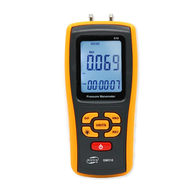 Цвет: желтый GM505/GM510/GM520 микроманометр цифровой манометр измеритель давления воздуха Манометр s дифференциальный измеритель давления 0-35 к - Цвет: Цвет: желтый