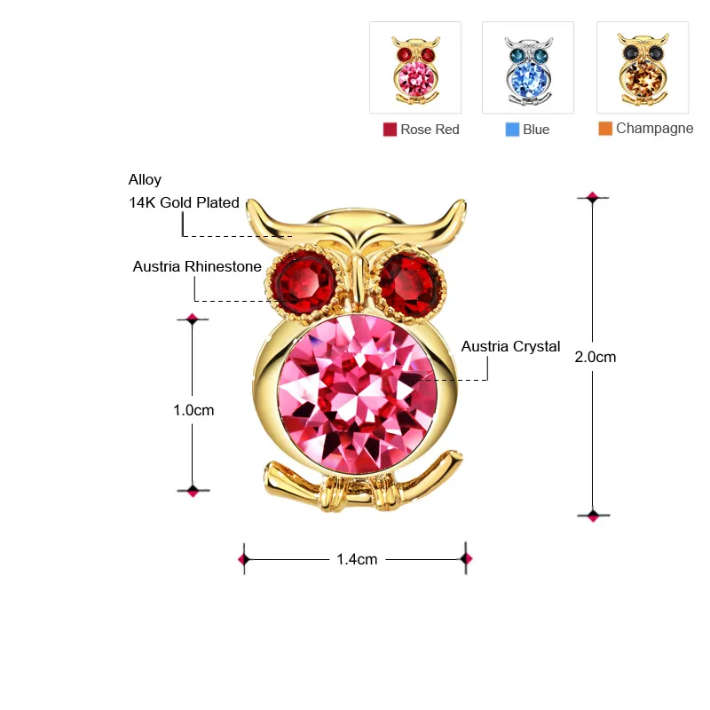 Neoglory Австрия Кристалл Стразы животное сова дизайн светильник-желтого золота