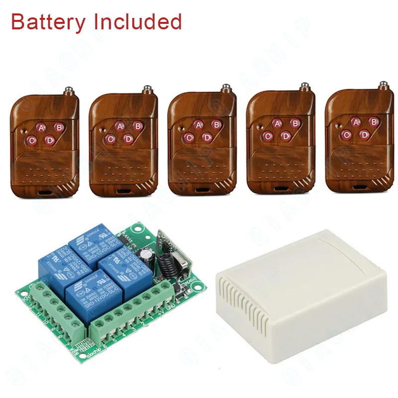 5 RC and 1 Receiver QIACHIP 433 Mhz РФ передатчик удаленного Управление+ Беспроводной 433 Mhz DC 12 V 4-х канальный пульт Управление коммутатора RF релейный модуль приемника DIY - Цвет: 5 RC and 1 Receiver