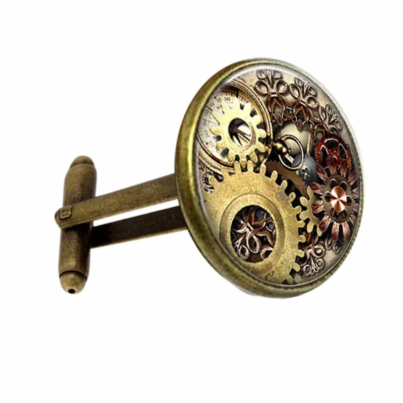 20 мм модные ручные запонки ретро старинный механизм стимпанк личные часы из