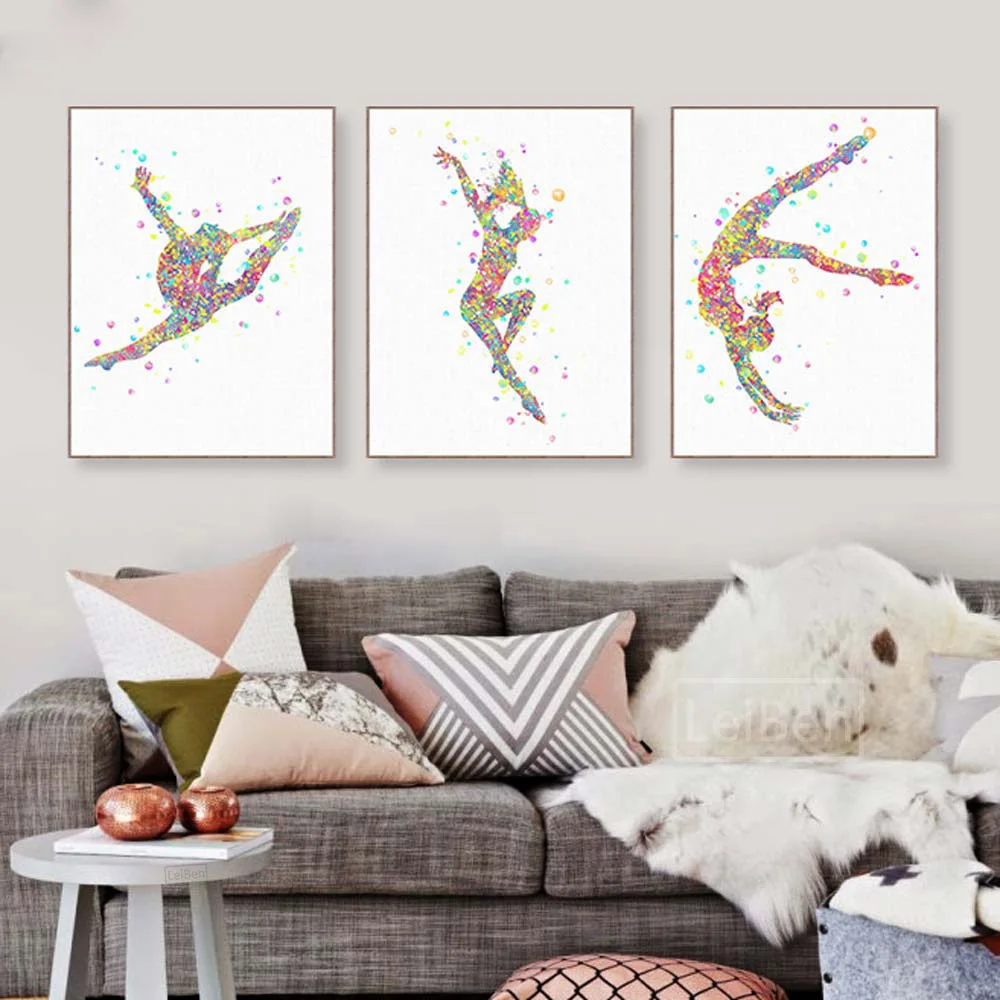 

Modern Watercolor Gymnast Poster Abstract Beautiful Girl Print Canvas Painting Room Wall Art Picture Home Decoration Custom Made