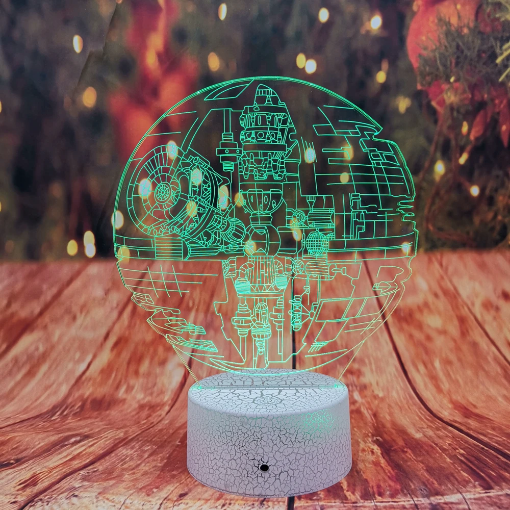 Новая Прямая поставка Звездные войны Звезда смерти лампа 3D ночник 7 цветов