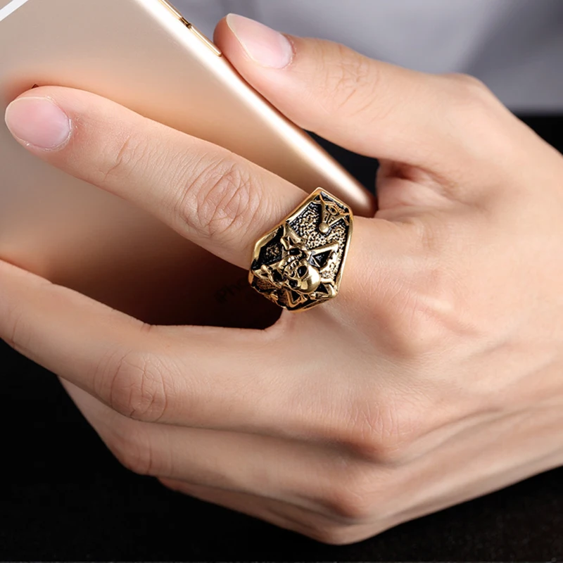 Скелетные кольца масонов с черепом высокое качество золото серебро цвет титан