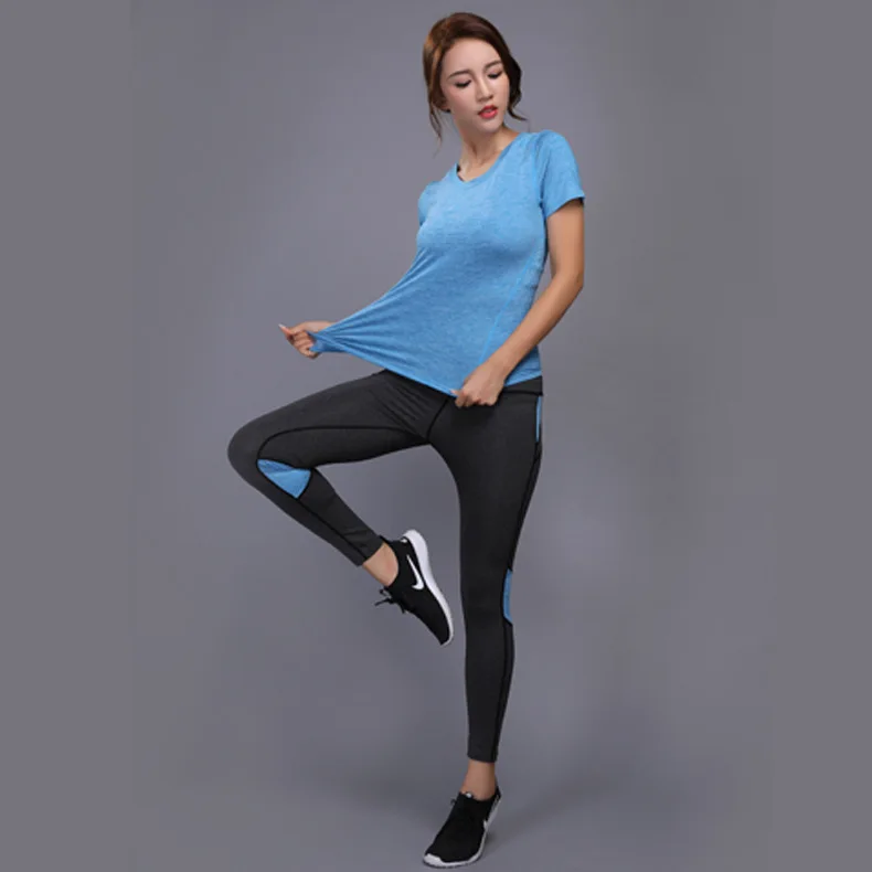 Женский комплект для йоги из 2 предметов одежда фитнеса и спортзала рубашка +