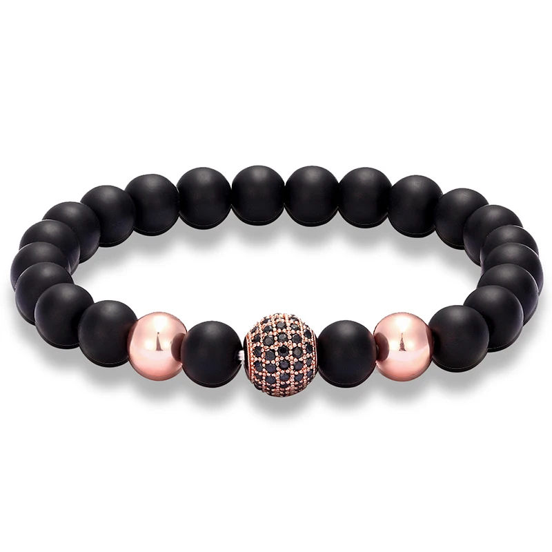Новый высококачественный модный мужской браслет LIVVY из бисера с черным фианитом