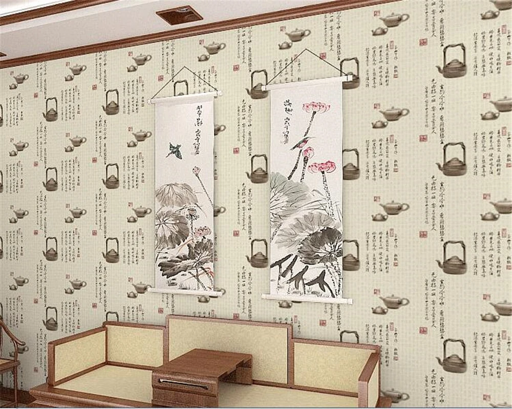Обои для стен 3 d в китайском стиле 3d обои Чайный домик настенная каллиграфия фото