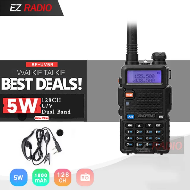 Black-Headset Baofeng UV-5R рация двойной дисплей двухдиапазонный Baofeng UV5R портативный 5 Вт UHF VHF двухстороннее радио Pofung UV 5R - Цвет: Black-Headset