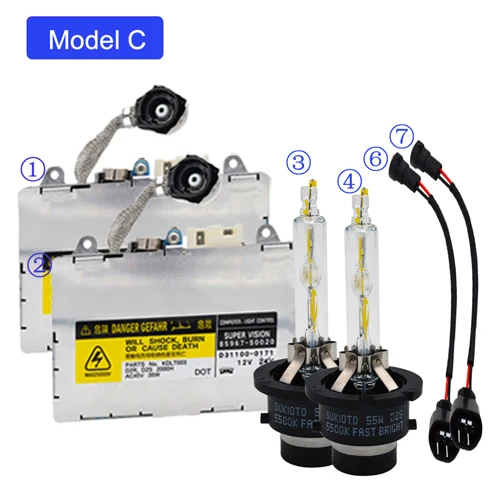 SUKIOTO HID Xenon комплект фар 55W xenon d2s 5500K D4S D2R D4R балласт xenon конверсионный комплект d2s Super Vision+ 60% hid налобный фонарь - Испускаемый цвет: Model C Full Kit