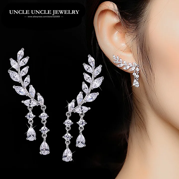 Элегантные женские серьги с кисточками белого и золотого цвета AAA прозрачным