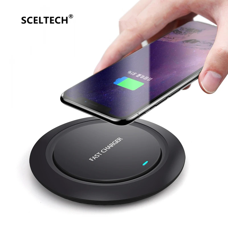 SCELTECH Qi Быстрое беспроводное зарядное устройство для iPhone X XS Max 8 Plus XiaoMi samsung Note 9 8 S8 S9 Plus USB телефон Беспроводная Быстрая зарядка
