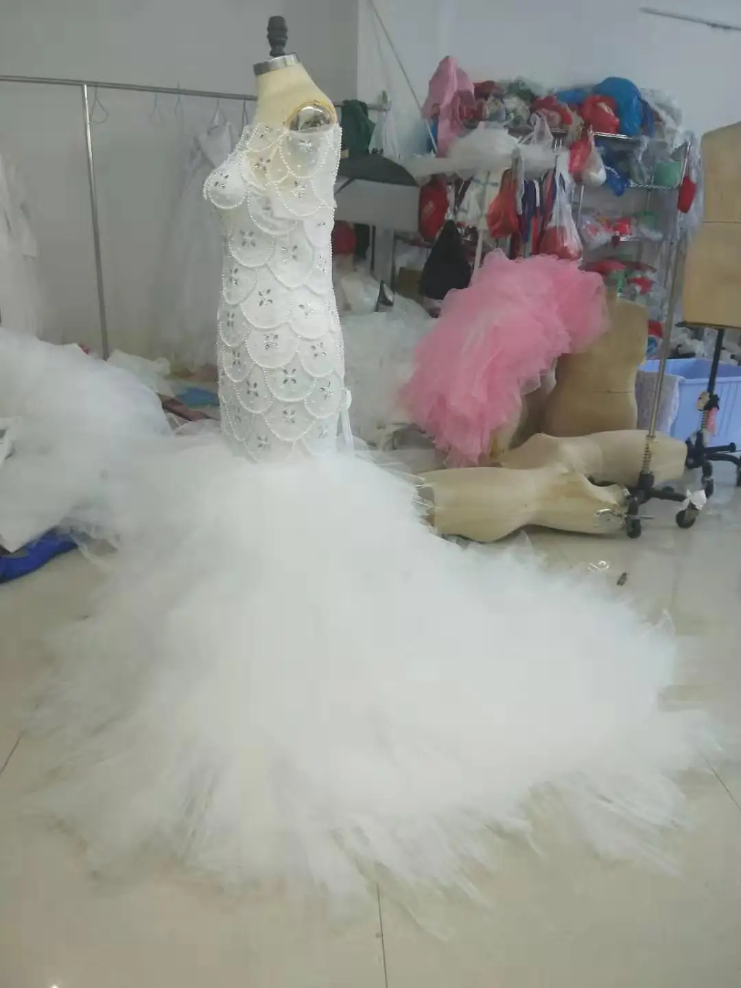 Mrs Win 2019 с плеча Бисероплетение Русалка Свадебные платья большим шлейфом модное