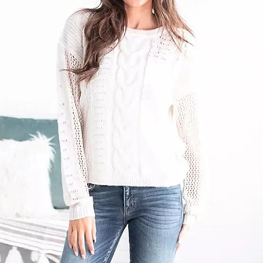 

women sweaters Plus Size Women Long Sleeve Casual O Neck Loose Fit Knit Sweater Pullover O-neck Solid Colo Pullover Sweater#15